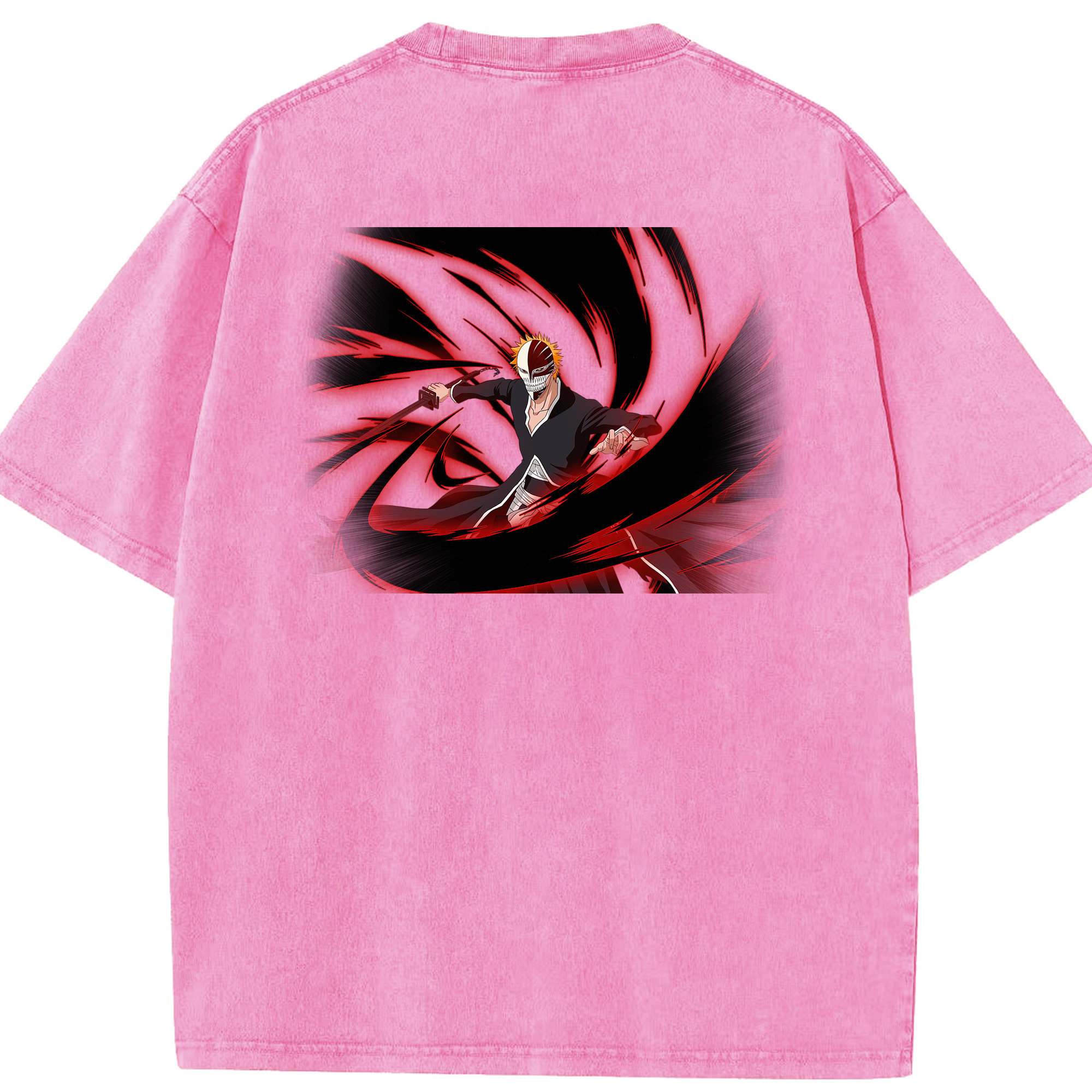 （画像用） ブリーチ 黒崎一護（くろさき いちご）BLEACH Kurosaki Ichigo 綿100% ヴィンテージ風 半袖Tシャツ（背面プリント）